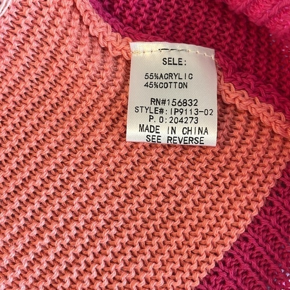 BIBI Women’s Pink And White Sleeveless Sweater Size Large NWT - Picture 7 of 8